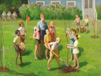 Ю. Горбунов. Посадка деревьев в пионерском лагере. 1970-е