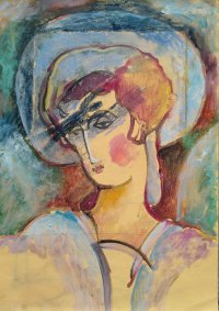 Образ. 40х30, бумага, акварель, гуашь, 2016.