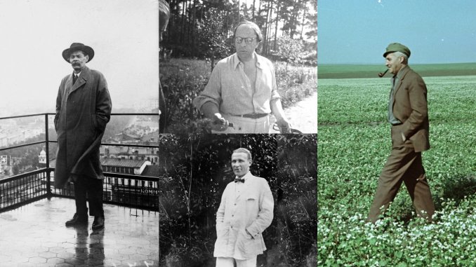 Слева направо: А.М.&nbsp;Горький, А.Н.&nbsp;Толстой (сверху), М.А.&nbsp;Булгаков, К.М.&nbsp;Симонов