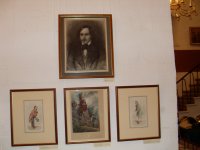Сверху: портрет Гоголя. Офорт В. Матэ, снизу: иллюстрации к «Тарасу Бульбе» и «Мертвым душам»